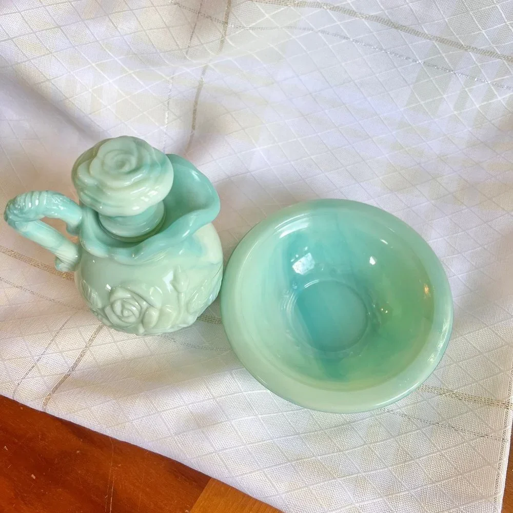 Vintage AVON Marbled Mini Pitcher, Vintage Milk Glass, Vintage Victorian bottle